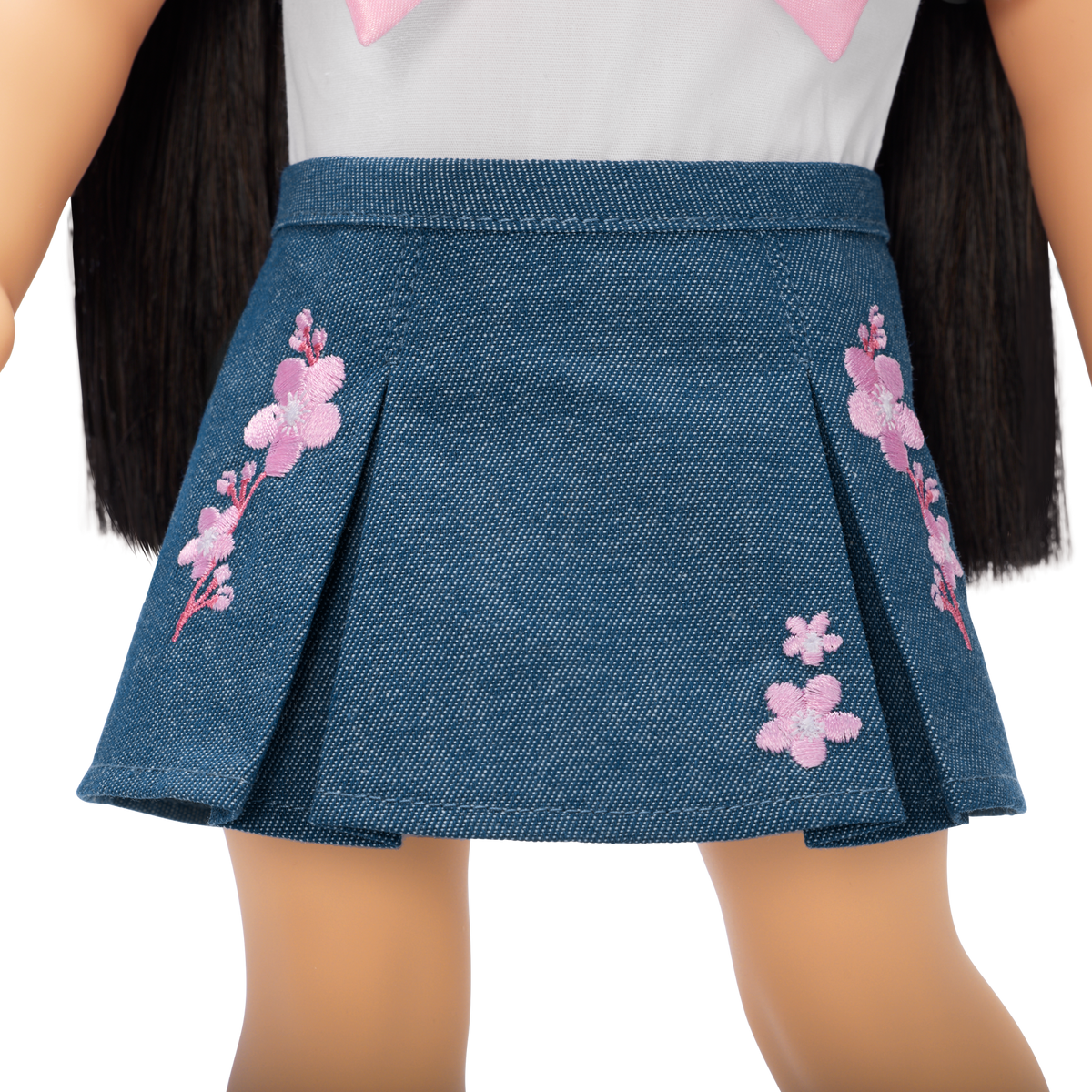 American Girl® x Harlem’s Fashion Row Cherry Blossom Couture Bow Shirt & Jean Skirt for 18-inch Dolls