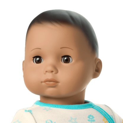 Bitty Baby® Doll #5 with dark-brown hair in Pastel Blue