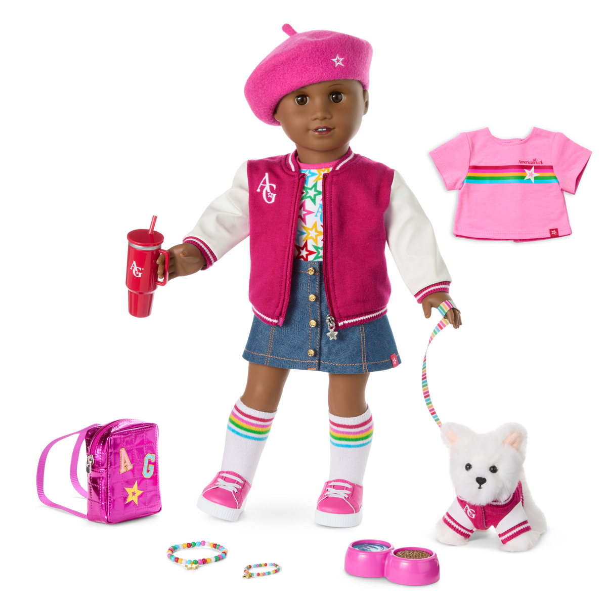 Truly Me™ 18-inch Doll #114, Puppy, Mini Backpack & Accessories AG™ Star Squad Bundle