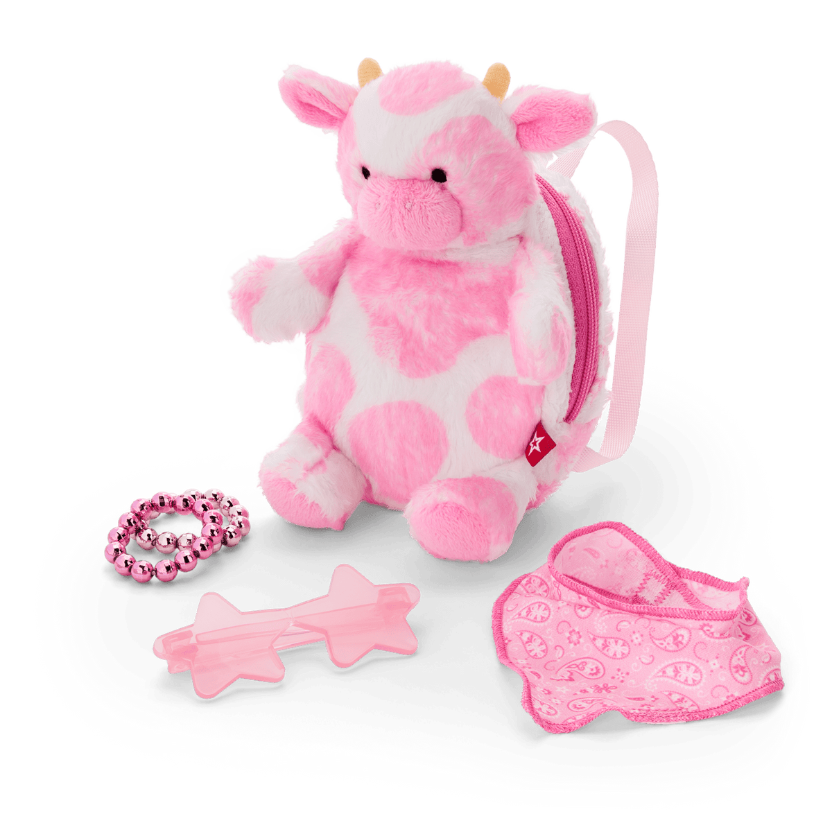Glam Pink Cowgirl Outfit & Pink Spotted Cow Backpack & Accessory Set  Bundle