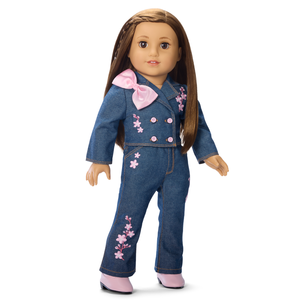 American Girl® x Harlem’s Fashion Row Cherry Blossom Couture Embroidered Jean Set for 18-inch Dolls