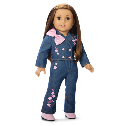 American Girl® x Harlem’s Fashion Row Cherry Blossom Couture Embroidered Jean Set for 18-inch Dolls