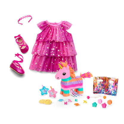 Pink Party-Ready Dress & Party Accessories for 18-inch Dolls