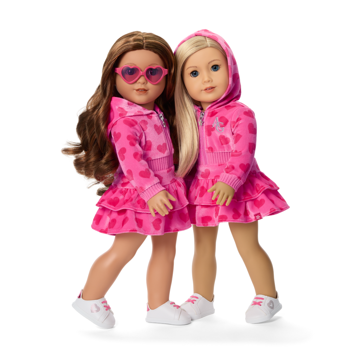 Pink Hearts Hoodie Dress for 18-inch Dolls