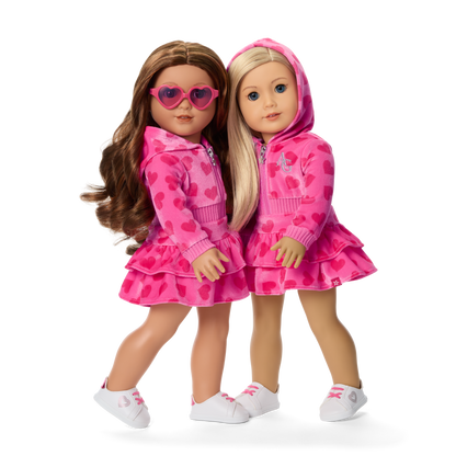 Pink Hearts Hoodie Dress for 18-inch Dolls
