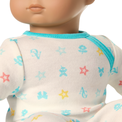 Bitty Baby® Doll #5 with dark-brown hair in Pastel Blue