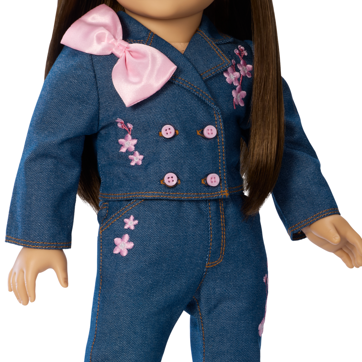 American Girl® x Harlem’s Fashion Row Cherry Blossom Couture Embroidered Jean Set for 18-inch Dolls