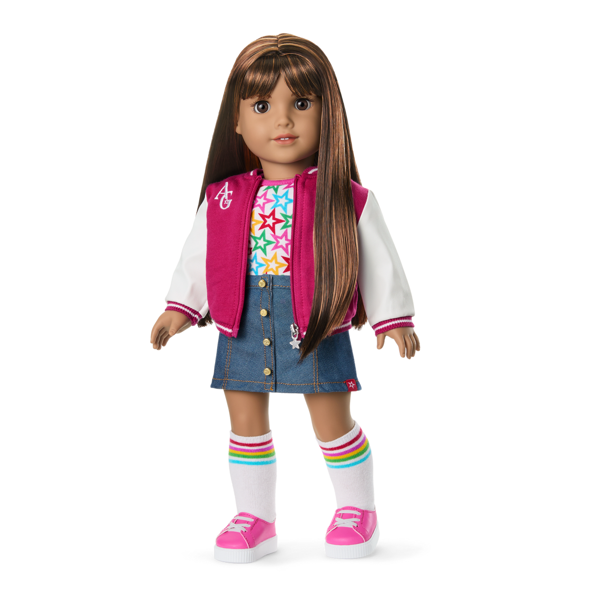 Truly Me™ 18-inch Doll #122 with straight dark-brown hair