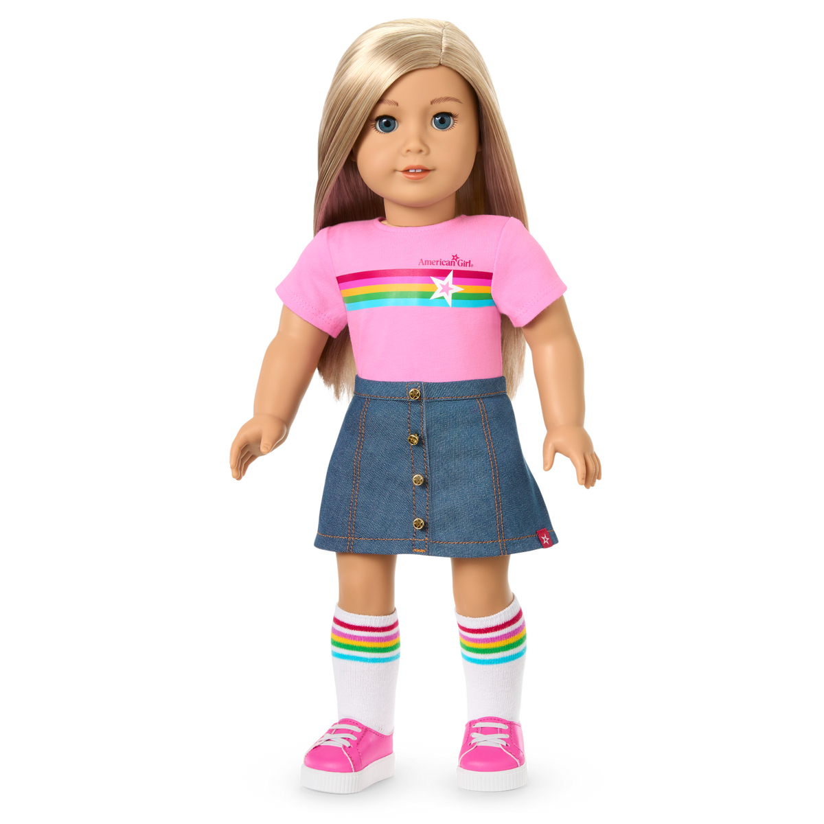 Truly Me™ 18-inch Doll #100 with straight layered blonde hair