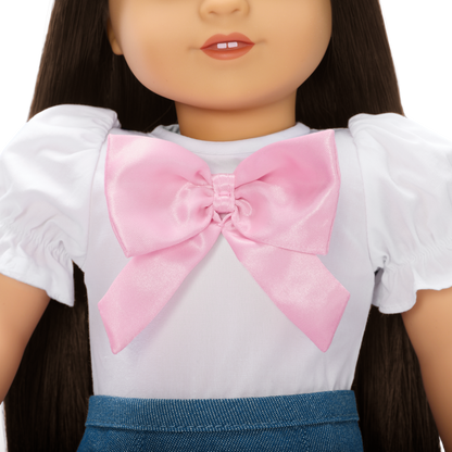 American Girl® x Harlem’s Fashion Row Cherry Blossom Couture Bow Shirt & Jean Skirt for 18-inch Dolls