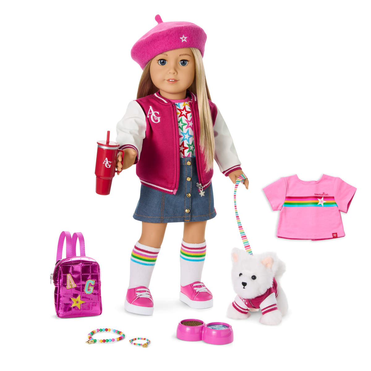 Truly Me™ 18-inch Doll #100, Puppy, Mini Backpack & Accessories AG™ Star Squad Bundle
