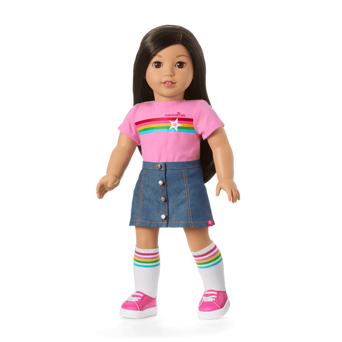 Truly Me™ 18-inch Doll #124 with straight black-brown hair