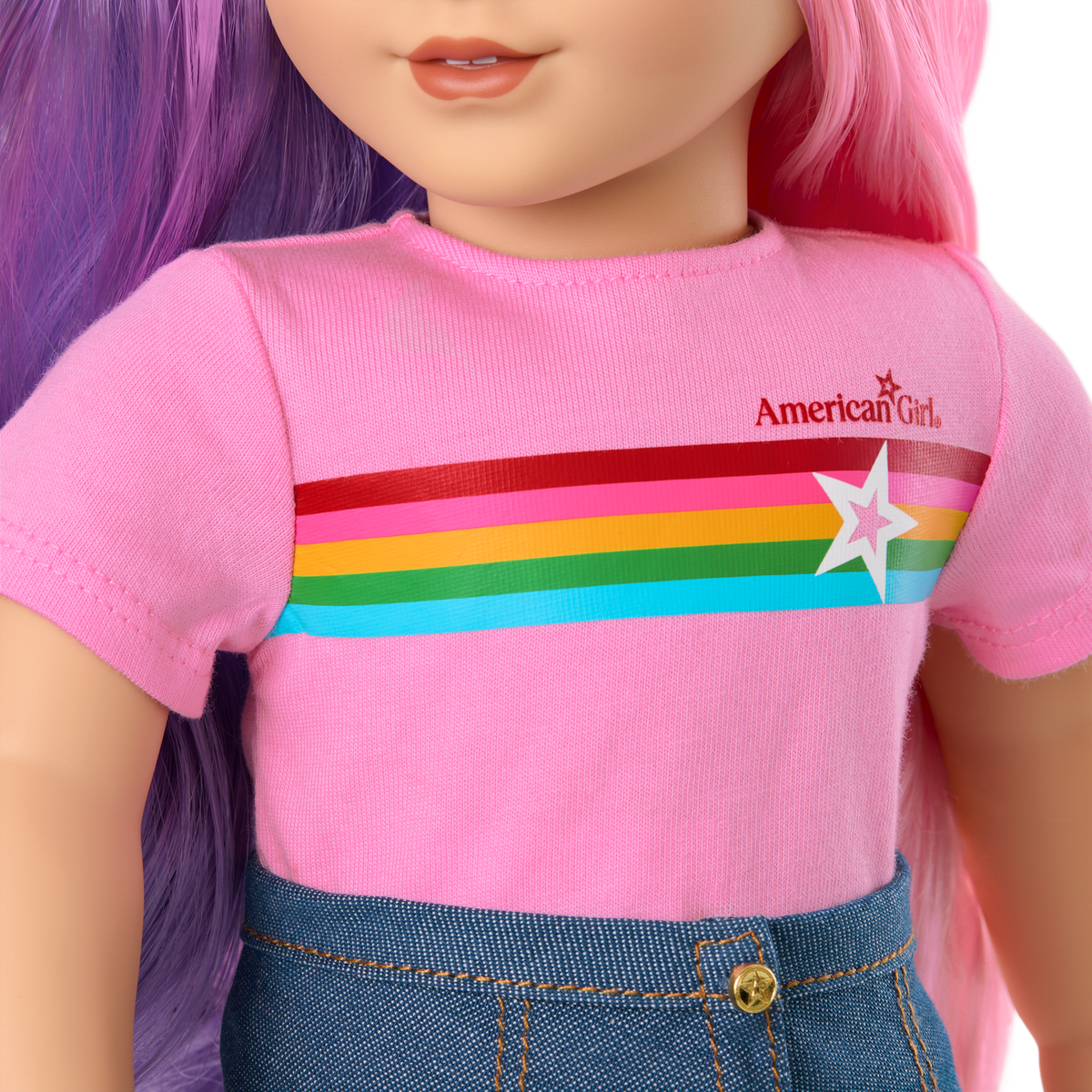 Truly Me™ 18-inch Doll #116 with wavy purple-and-pink hair