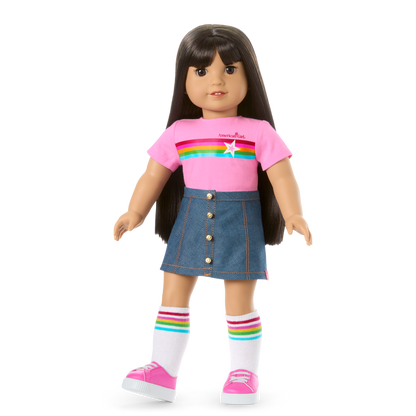 Truly Me™ 18-inch Doll #130 with straight black-brown hair