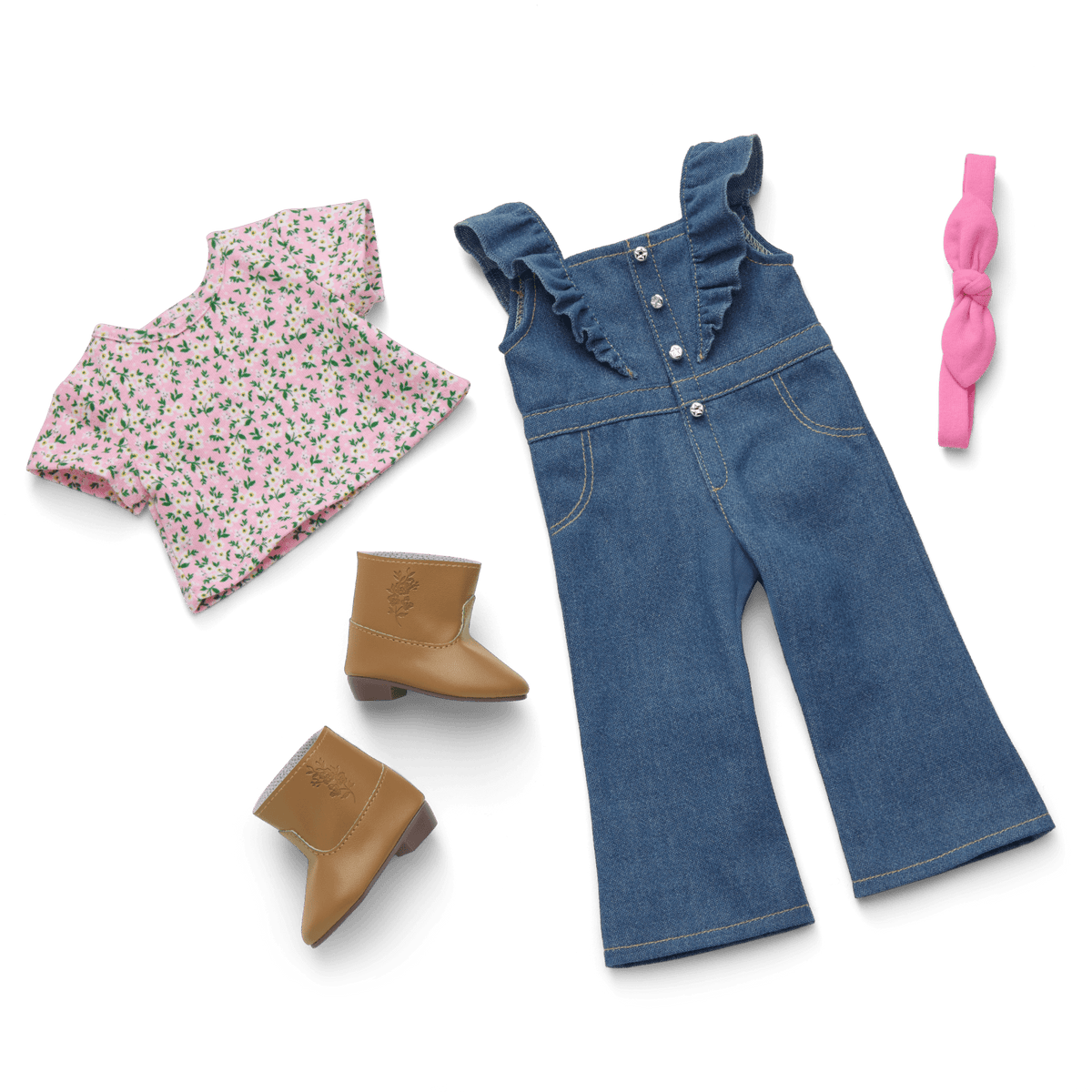 Western Flowers Denim Jumpsuit for 18-inch Dolls