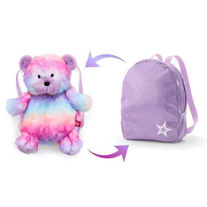 Colorful Teddy Bear Backpack & Accessory Set for 18-inch Dolls