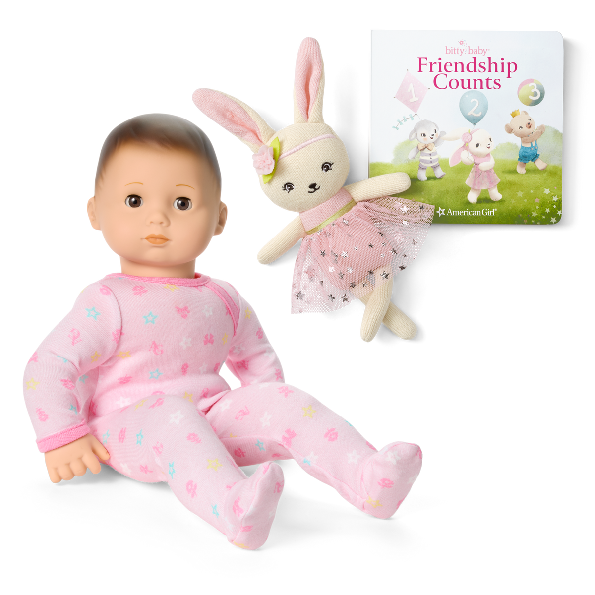 Bitty Baby® Doll #2 in Pastel Pink + Bunny Friend & Board Book