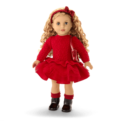 American Girl® x Something Navy Crimson Sparkle Sweater Dress for 18-inch Dolls