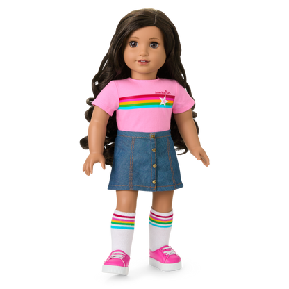 Truly Me™ 18-inch Doll #108 with curly black-brown hair