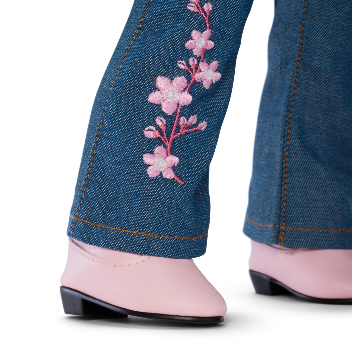 American Girl® x Harlem’s Fashion Row Cherry Blossom Couture Embroidered Jean Set for 18-inch Dolls