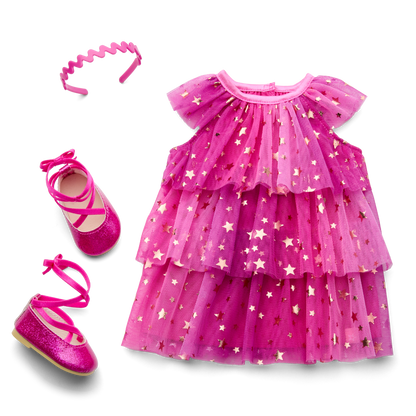 Pink Party-Ready Dress & Party Accessories for 18-inch Dolls