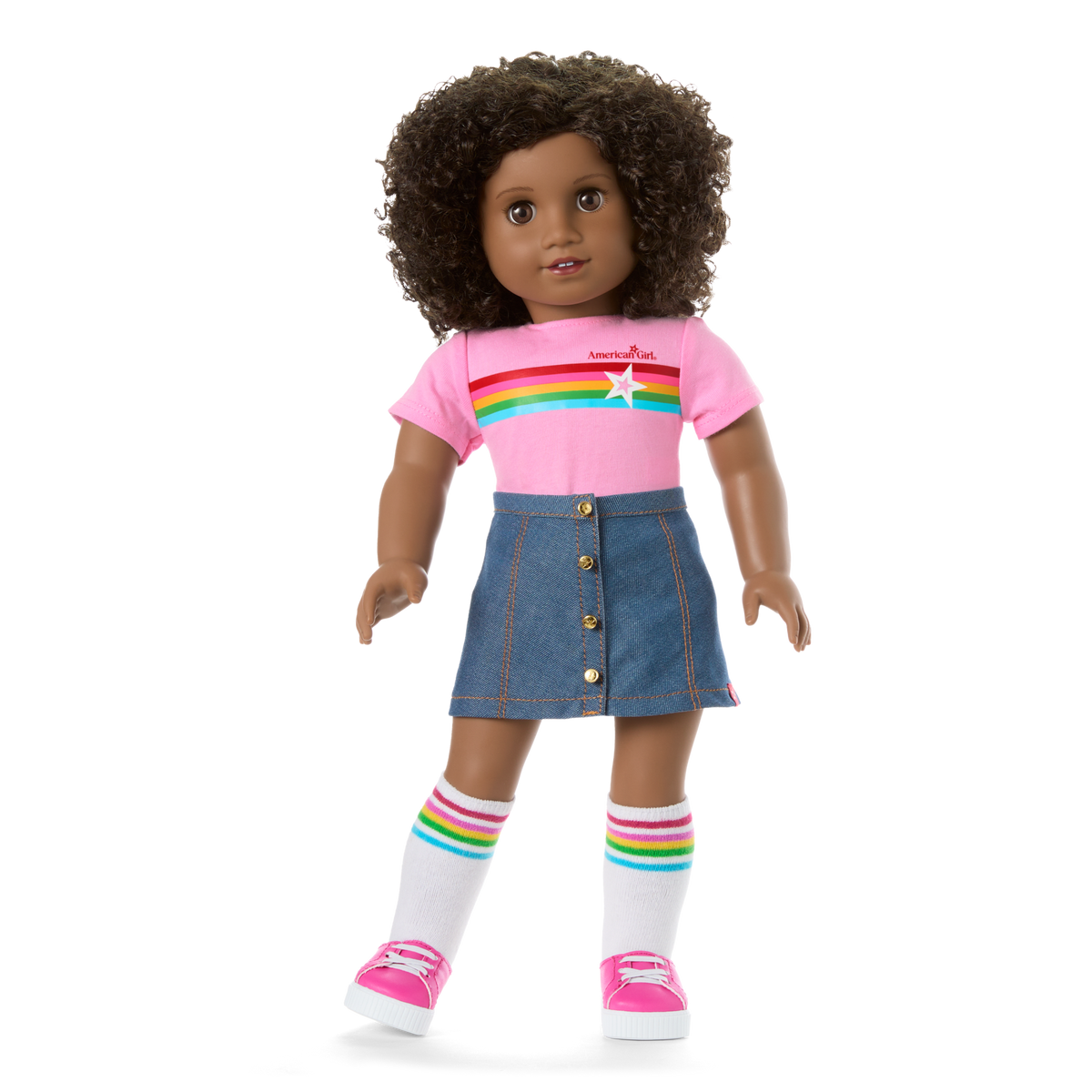 Truly Me™ 18-inch Doll #112 with curly dark-brown hair