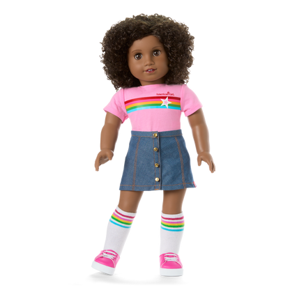 Truly Me™ 18-inch Doll #112 with curly dark-brown hair