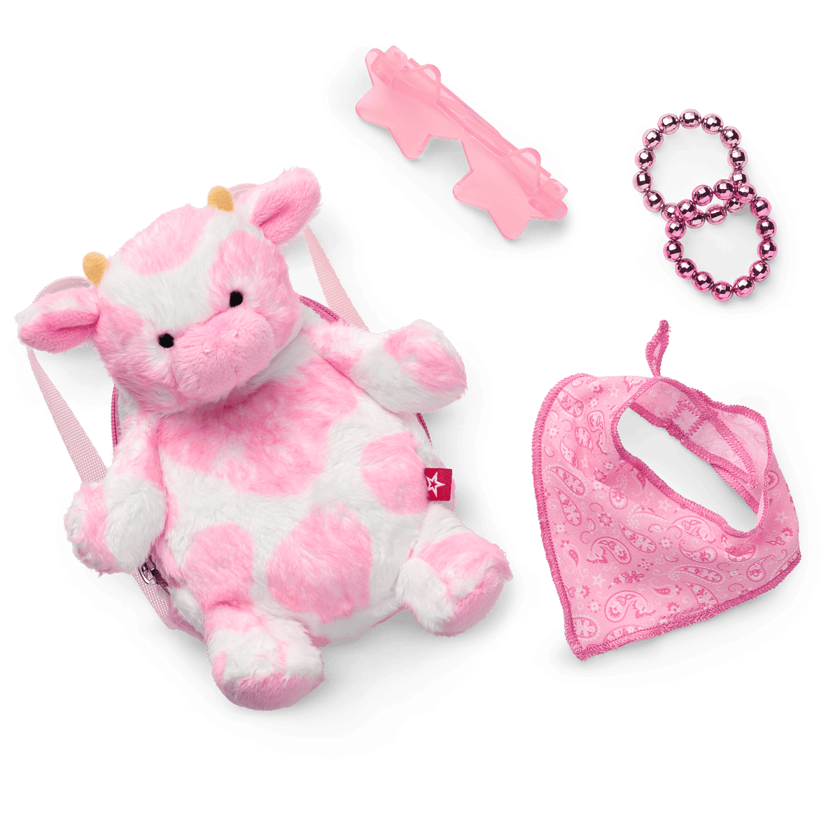Glam Pink Cowgirl Outfit & Pink Spotted Cow Backpack & Accessory Set  Bundle