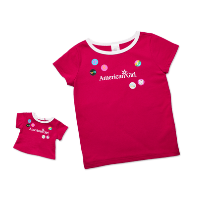 Matching AG™ Grin Pins Ringer Tee Set for Girls & 18-inch Dolls