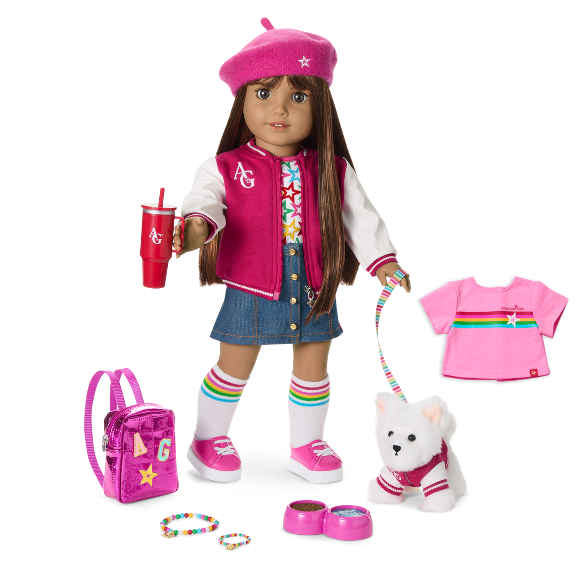 Truly Me™ 18-inch Doll #122, Puppy, Mini Backpack & Accessories AG™ Star Squad Bundle
