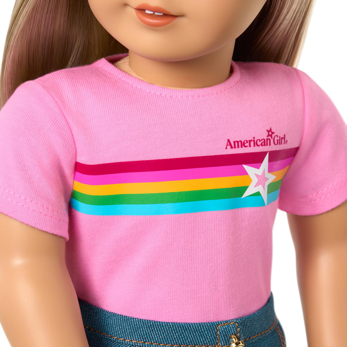 Truly Me™ 18-inch Doll #100 with straight layered blonde hair