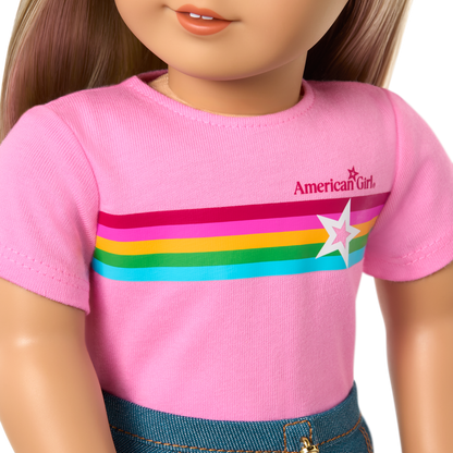 Truly Me™ 18-inch Doll #100 with straight layered blonde hair