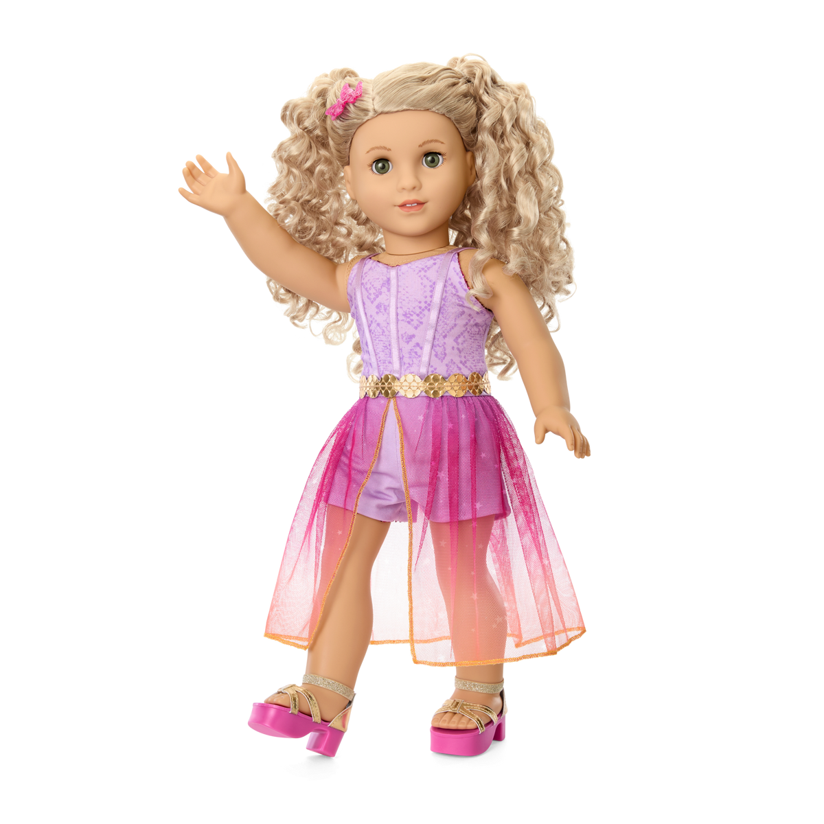 Glam Sparkly Concert Outfit & Colorful Teddy Bear Backpack & Accessory Set Bundle
