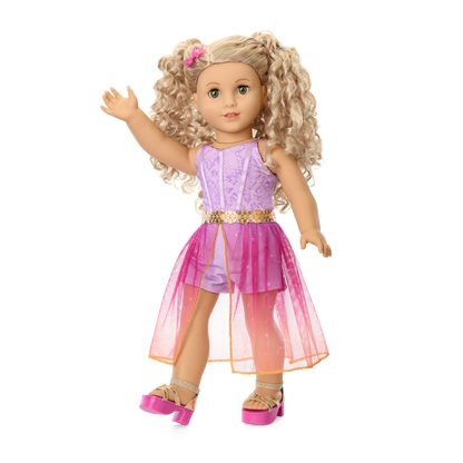 Glam Sparkly Concert Outfit & Colorful Teddy Bear Backpack & Accessory Set Bundle