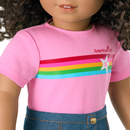 Truly Me™ 18-inch Doll #132 with curly dark-brown hair