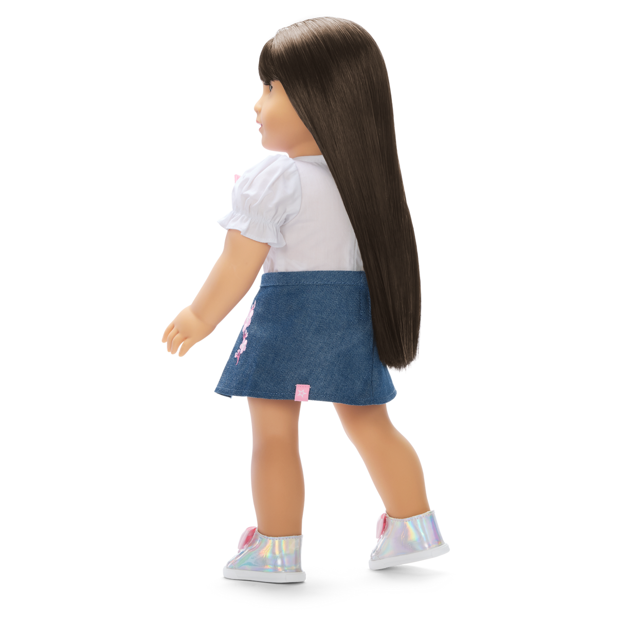American Girl® x Harlem’s Fashion Row Cherry Blossom Couture Bow Shirt & Jean Skirt for 18-inch Dolls