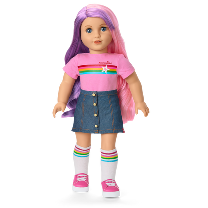 Truly Me™ 18-inch Doll #116 with wavy purple-and-pink hair