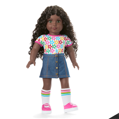 Truly Me™ 18-inch Doll #127 with curly dark-brown hair