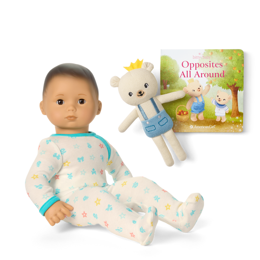 Bitty Baby® Doll #4 in Pastel Blue + Bear Friend & Board Book