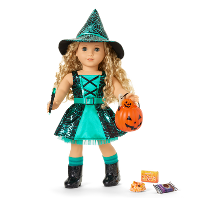 Witchy Webs Costume & Trick-or-Treat Set Bundle for 18-inch Dolls