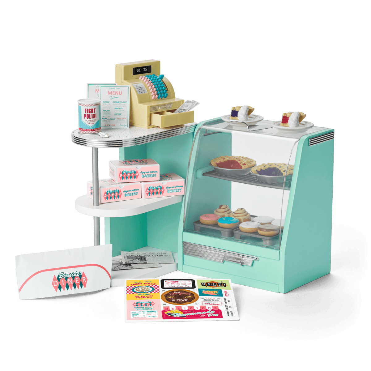 Maryellen’s™ Seaside Diner Bakery Case for 18-inch Dolls (Historical Characters)