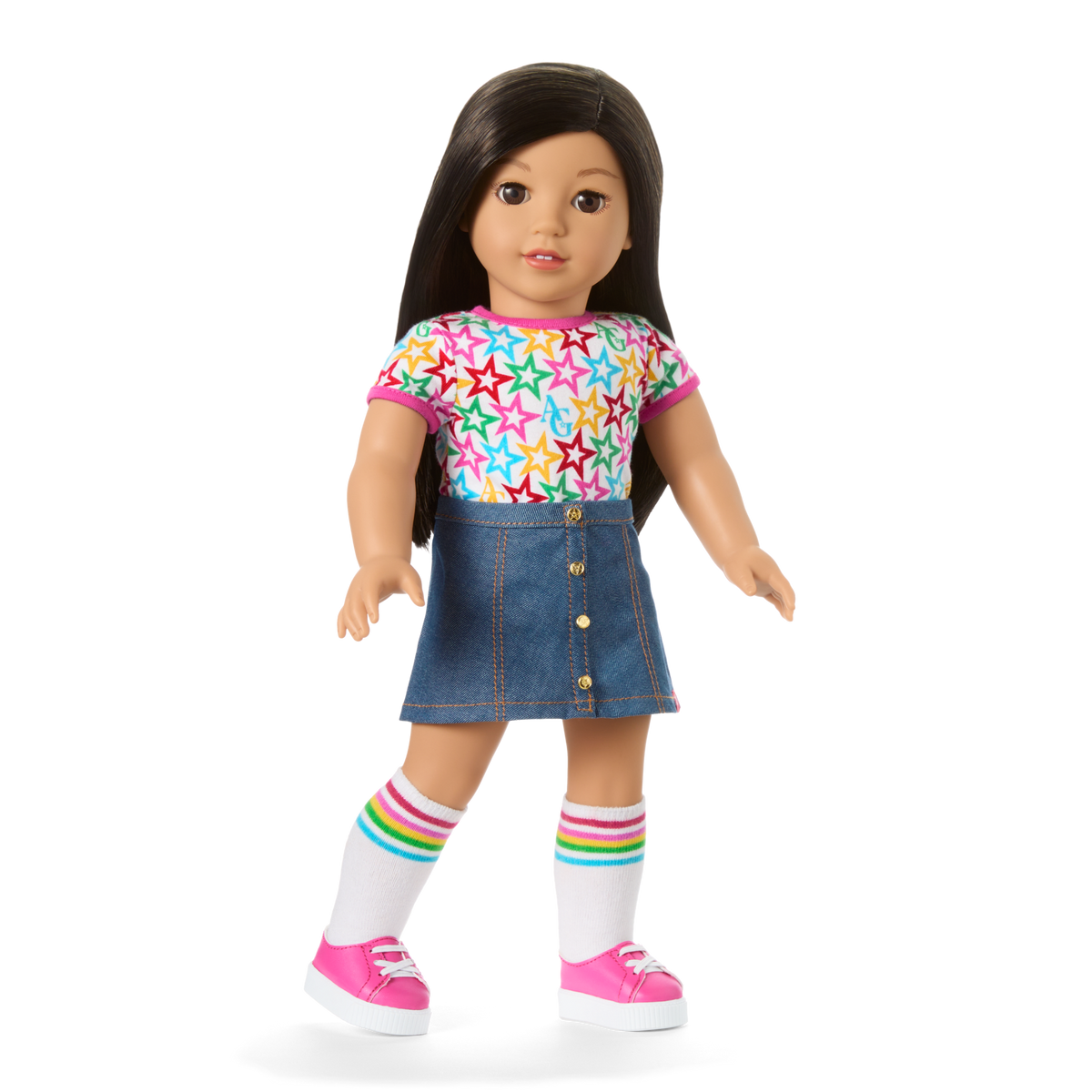 Truly Me™ 18-inch Doll #124 with straight black-brown hair