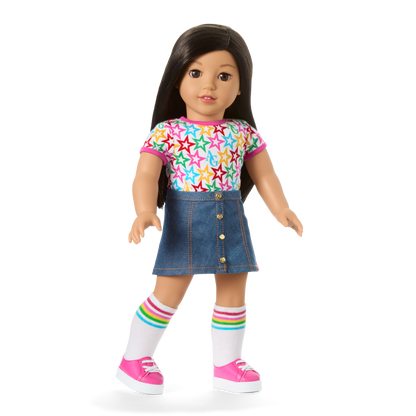 Truly Me™ 18-inch Doll #124 with straight black-brown hair