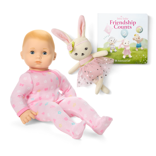 Bitty Baby® Doll #3 in Pastel Pink + Bunny Friend & Board Book