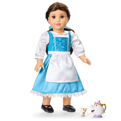 Disney Princess Belle Enchanted Castle Dining Set, Blue Dress & Friends Bundle for 18-inch Dolls