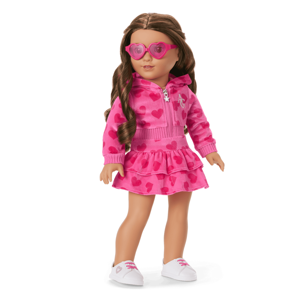 Pink Hearts Hoodie Dress for 18-inch Dolls