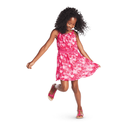 Red Hearts Ruffle Dress for Girls