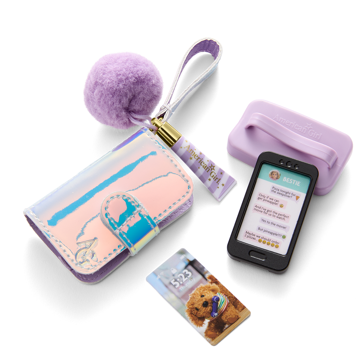 Purple Pom Phone & Accessories for 18-inch Dolls