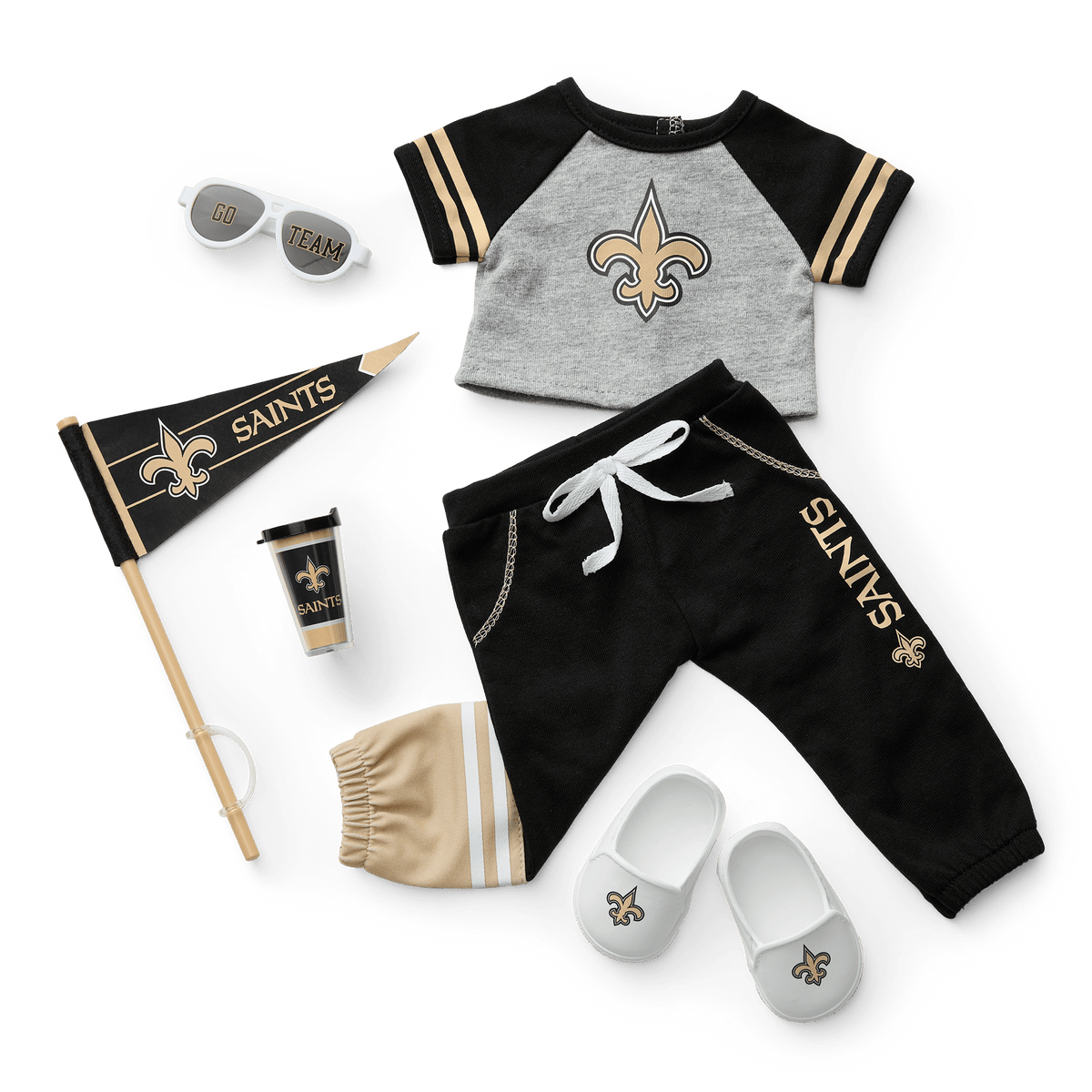 American Girl® x NFL New Orleans Saints Fan Outfit & Accessories for 18-inch Dolls