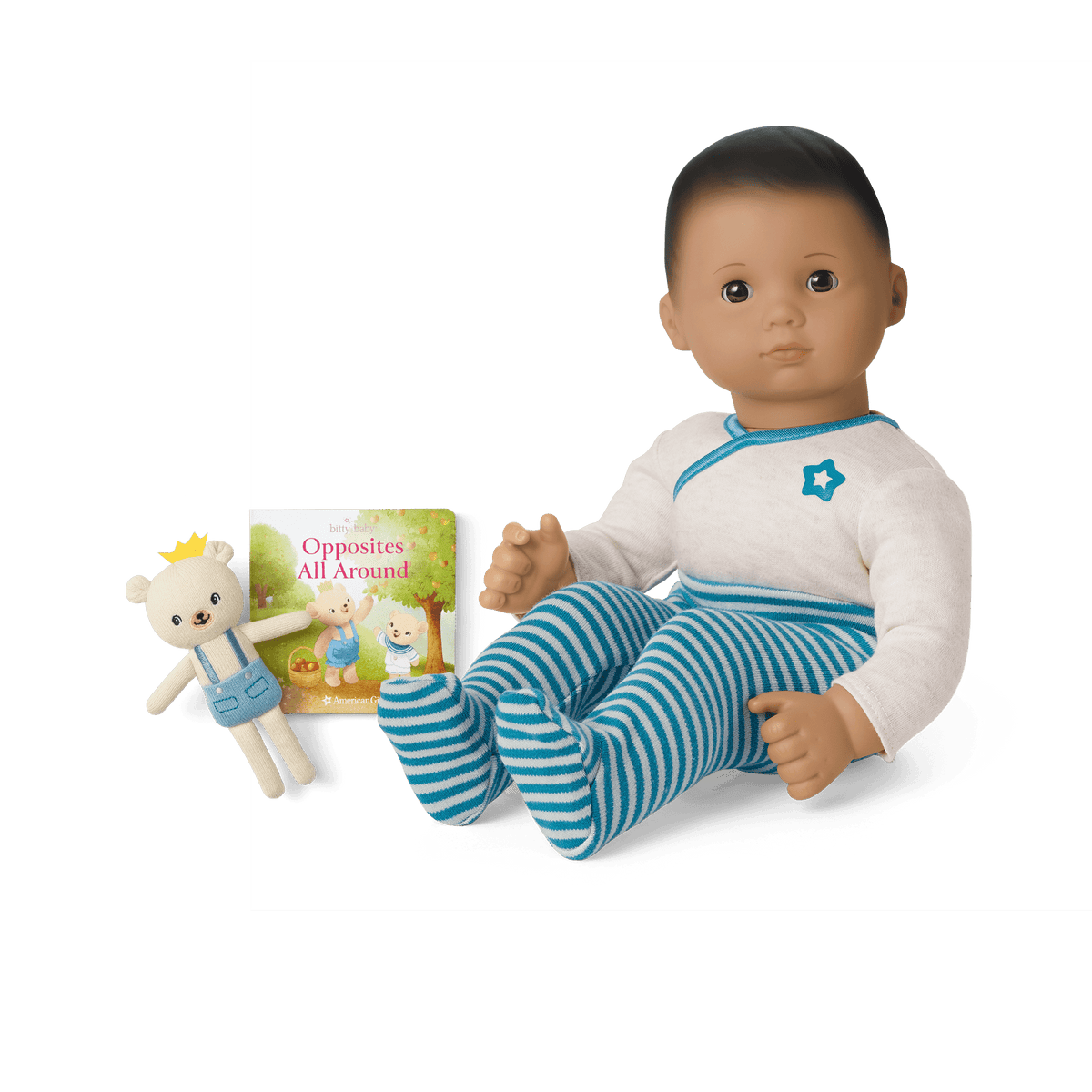 Bitty Baby® Doll #5 in Soft Blue + Bear Friend & Board Book